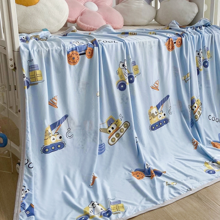 91家纺网 家纺一手货源 找家纺 2026新款儿童针织多功能盖毯 挖掘机