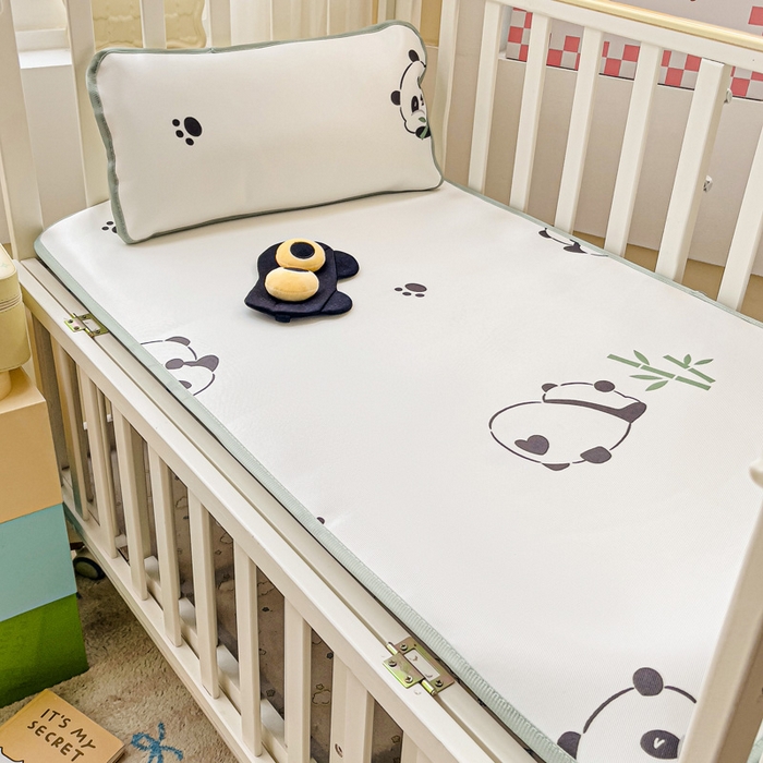 91家纺网 家纺一手货源 找家纺 富馨莱 2025新款幼儿园冰丝席A类抗菌儿童空调席支持定制尺寸 熊猫胖胖