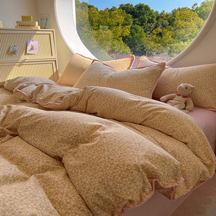 91家纺网 家纺一手货源 找家纺 葡萄家 2025爆款高克重彩色三角针A类针织双层纱四件套 提供买家秀 野忘