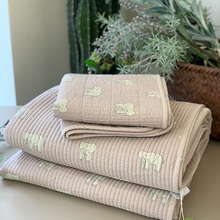 91家纺网 家纺一手货源 找家纺 汇庭 2025新款全棉床盖三件套-实拍 庄园小象