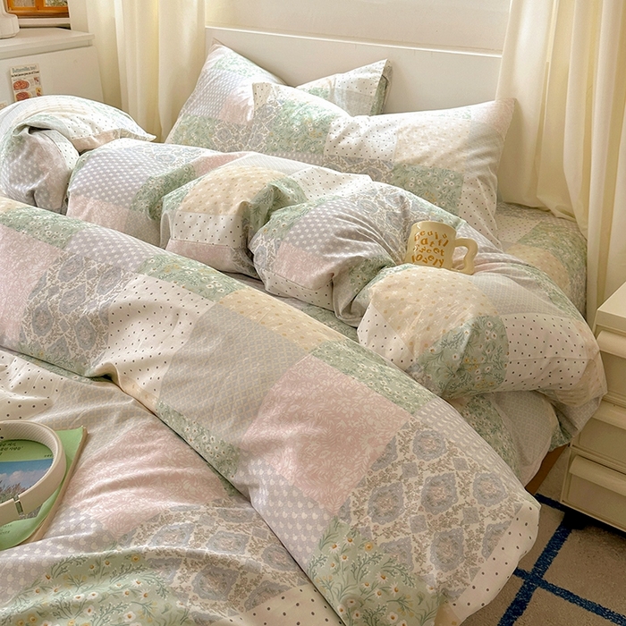 91家纺网 家纺一手货源 找家纺 田野2025新款13372全A全棉四件套 阳光花房