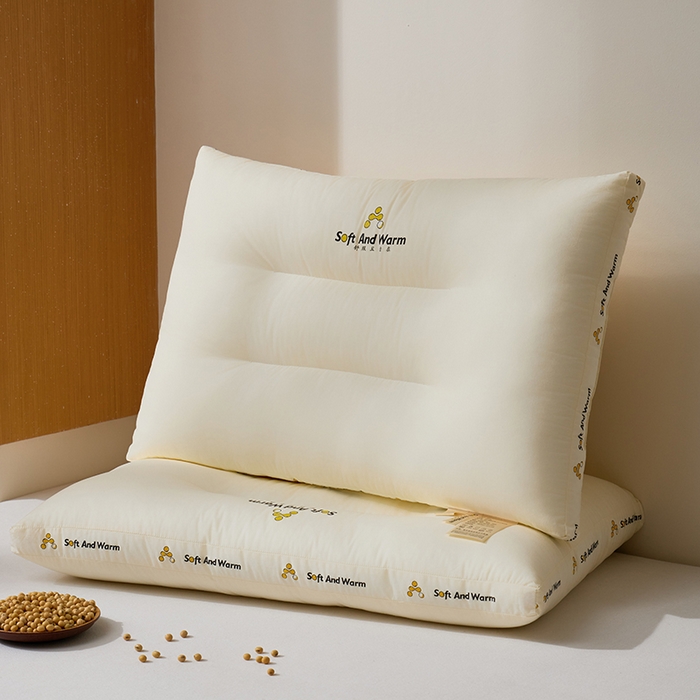 91家纺网 家纺一手货源 找家纺 昕科 2025新款全棉A类大豆纤维立体安睡枕头-高中低款-纯棉大豆纤维枕芯 大豆立体安睡-中枕