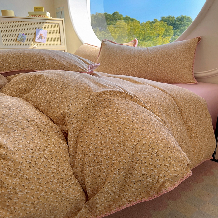 91家纺网 家纺一手货源 找家纺 葡萄家 2025爆款高克重彩色三角针A类针织双层纱四件套 提供买家秀 野忘