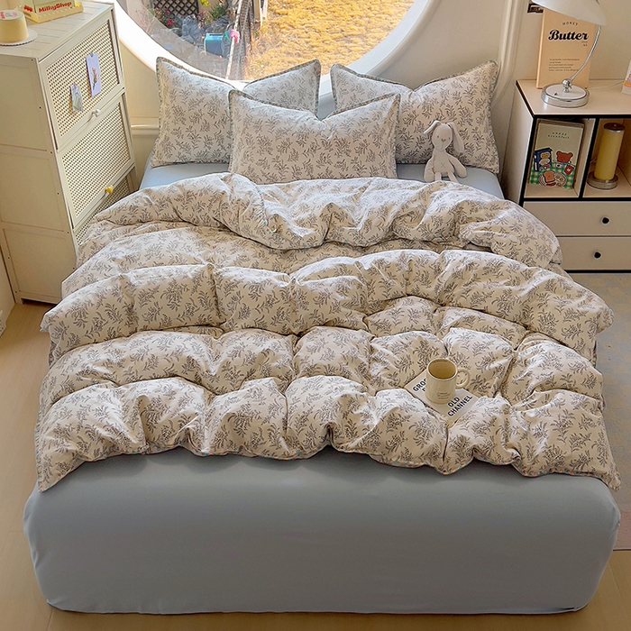 91家纺网 家纺一手货源 找家纺 葡萄家 2025爆款高克重彩色三角针A类针织双层纱四件套 提供买家秀 悠野