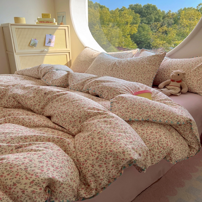 91家纺网 家纺一手货源 找家纺 葡萄家 2025爆款高克重彩色三角针A类针织双层纱四件套 提供买家秀 小森屿