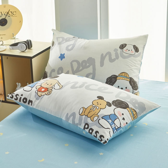 91家纺网 家纺一手货源 找家纺 黛妮雅 2025新款AB版全棉印花单被套床单枕套 萌酷狗