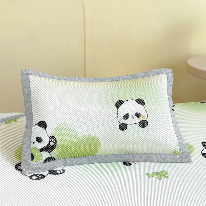 91家纺网 家纺一手货源 找家纺 鱼宝2025新款儿童冰藤席冰丝凉席软席 熊猫宝贝