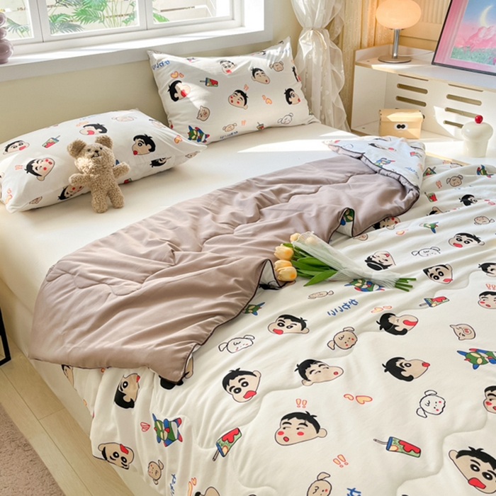 91家纺网 家纺一手货源 找家纺 贝扬思家纺 2025新款水洗皱皱纱系列夏被-系列二 趣味小新