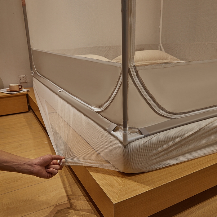 91家纺网 家纺一手货源 找家纺 （总）青竹苑 2025新款无印字母三门坐床床笠底防摔蚊帐