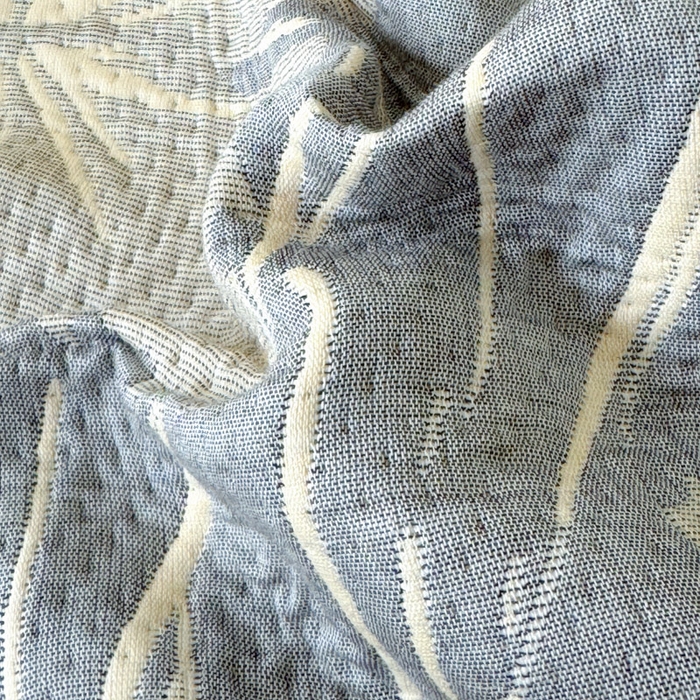 91家纺网 家纺一手货源 找家纺 2025新款A类纯棉针织三层纱提花多功能毯 灰色-序语