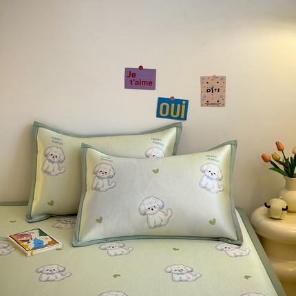 全季家居 2025新款全季家居A类小清新数码印花枕套 开心小狗