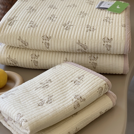 91家纺网 家纺一手货源 找家纺 汇庭 2025新款全棉床盖三件套-实拍 跳跳兔