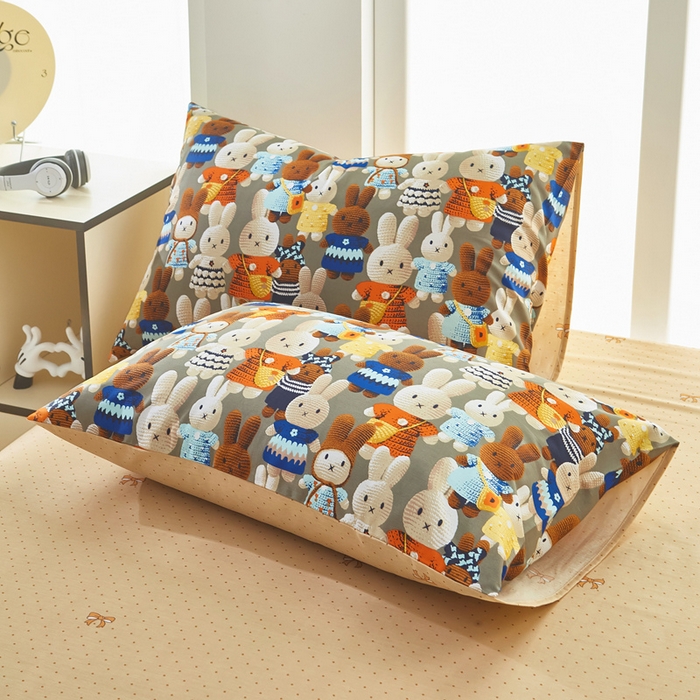 91家纺网 家纺一手货源 找家纺 黛妮雅 2025新款AB版全棉印花单被套床单枕套 幸运兔