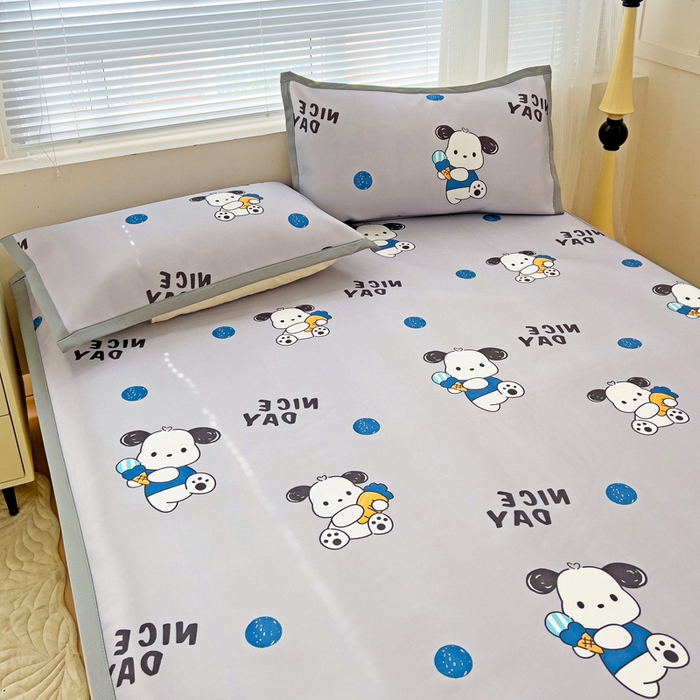 91家纺网 家纺一手货源 找家纺 富馨莱 2025新款平铺款冰藤印花凉席A类抗菌冰丝席支持定制尺寸 乖乖狗