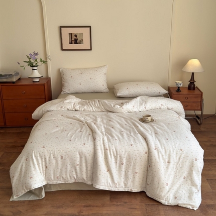 91家纺网 家纺一手货源 找家纺 （总）曲之慕2025新款A类母婴级有氧全棉纯棉双层纱印花四件套