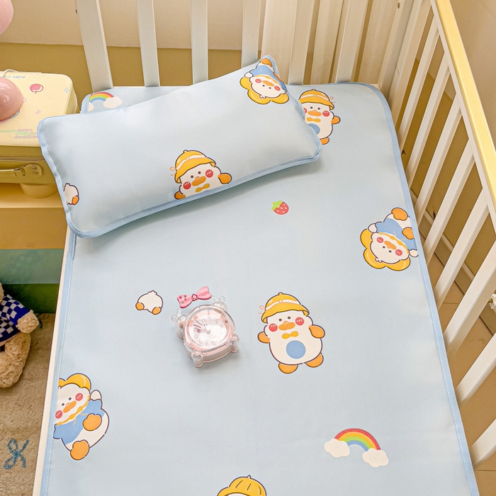 91家纺网 家纺一手货源 找家纺 富馨莱 2025新款幼儿园冰丝席A类抗菌儿童空调席支持定制尺寸 开心鸭