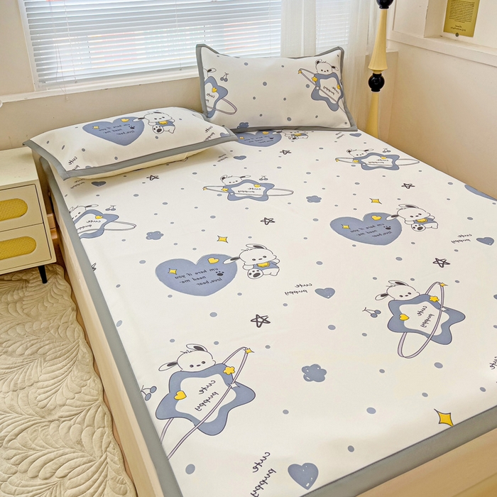 91家纺网 家纺一手货源 找家纺 富馨莱 2025新款平铺款冰藤印花凉席A类抗菌冰丝席支持定制尺寸 星星狗