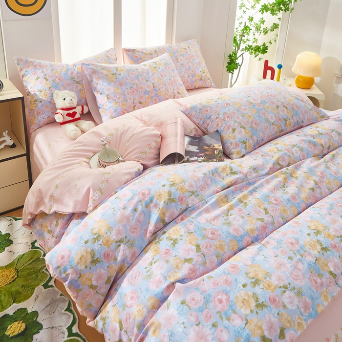 91家纺网 家纺一手货源 找家纺 黛妮雅 2025新款AB版全棉印花单被套床单枕套 曼塔香