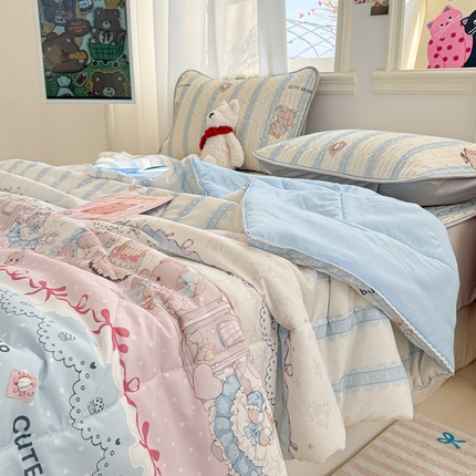 91家纺网 家纺一手货源 找家纺 （总）慕尚家纺  2025春夏新款乳胶凉席水洗棉夏被夏凉被空调被三件套四件套