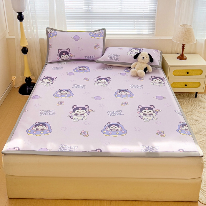 91家纺网 家纺一手货源 找家纺 富馨莱 2025新款平铺款冰藤印花凉席A类抗菌冰丝席支持定制尺寸 淘气喵