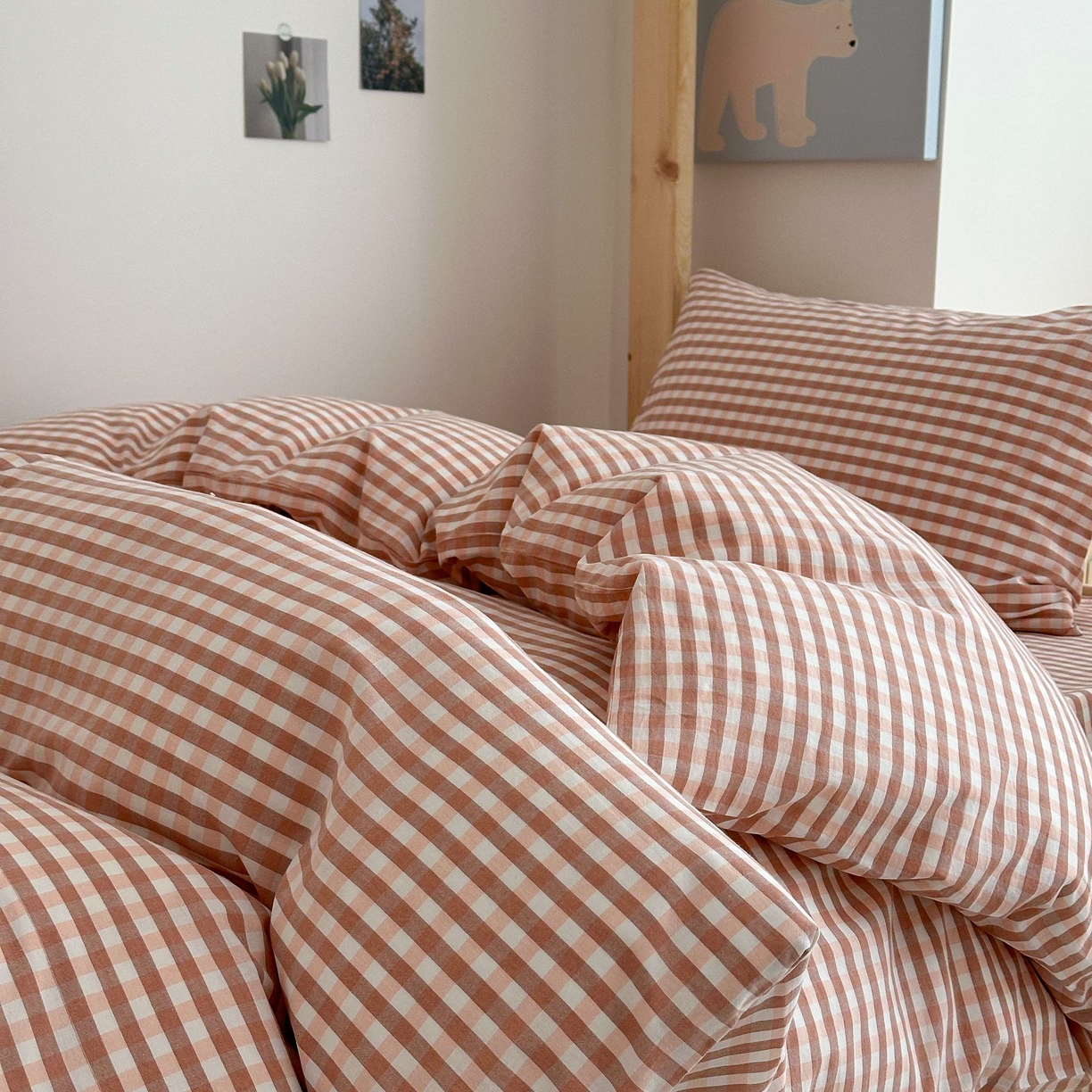 91家纺网 家纺一手货源 找家纺 拔萃 2025新款全棉纯棉色织学生上下铺套件格子纯棉宿舍三件套六件套 玉小格