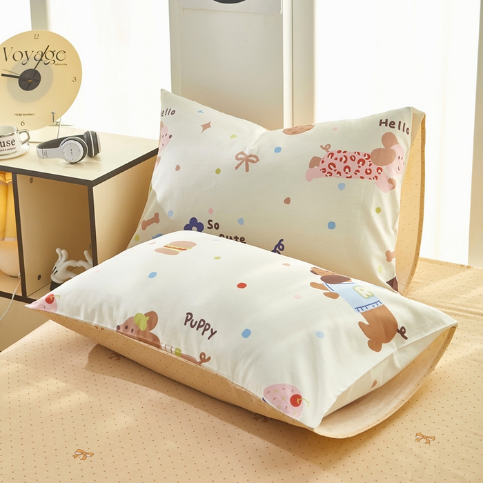 91家纺网 家纺一手货源 找家纺 黛妮雅 2025新款AB版全棉印花单被套床单枕套 腊肠狗