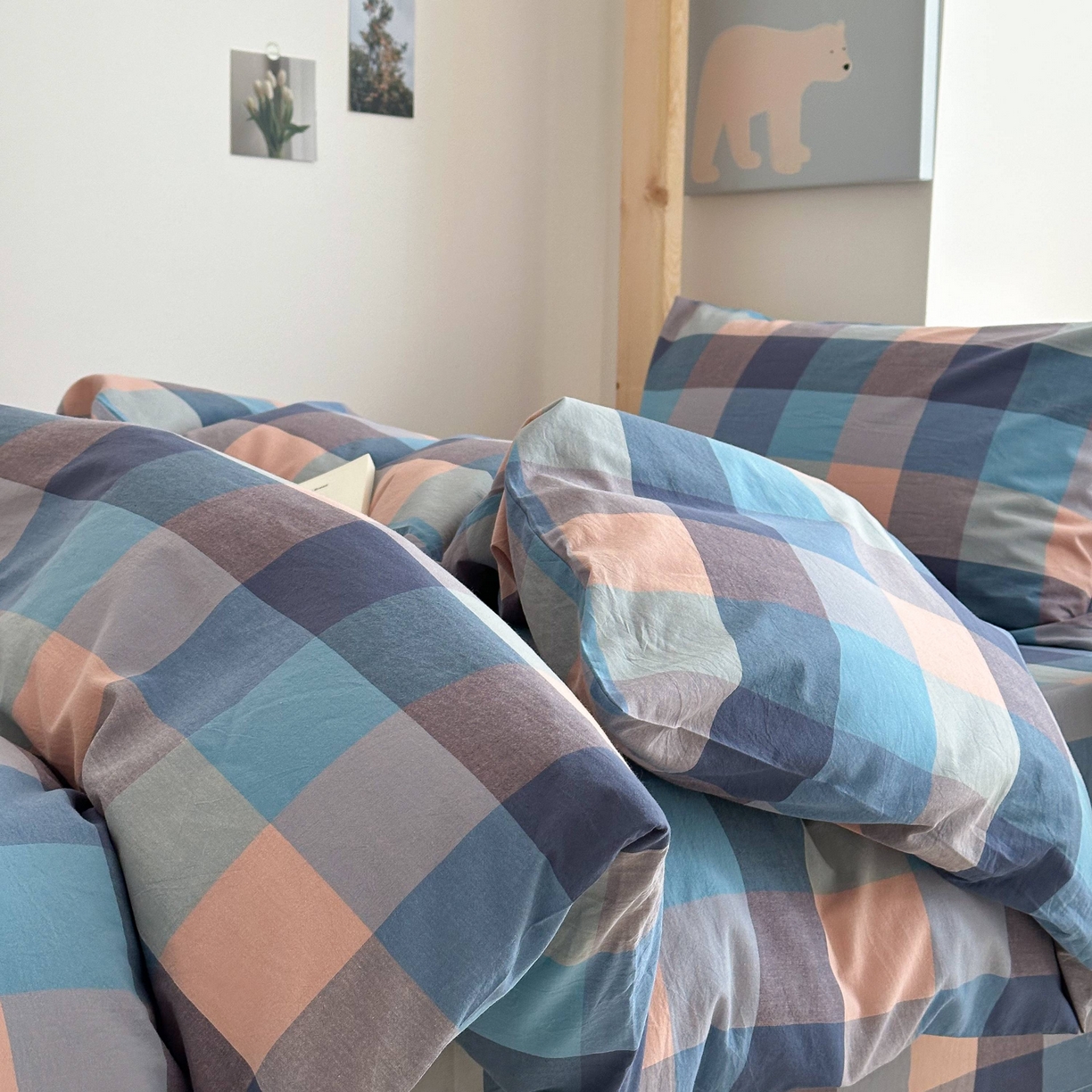 91家纺网 家纺一手货源 找家纺 拔萃 2025新款全棉纯棉色织学生上下铺套件格子纯棉宿舍三件套六件套 彩蓝大格