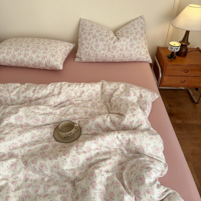 91家纺网 家纺一手货源 找家纺 曲之慕2025新款A类母婴级有氧全棉纯棉双层纱印花四件套 梅林春晓-米