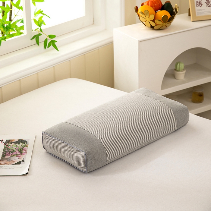 91家纺网 家纺一手货源 找家纺 九州枕芯2025新款水洗棉条纹荞麦枕枕头枕芯 灰色20x50x8cm/只