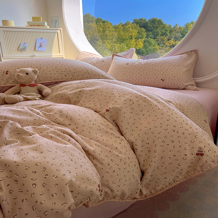 91家纺网 家纺一手货源 找家纺 葡萄家 2025爆款高克重彩色三角针A类针织双层纱四件套 提供买家秀 幸绘咖