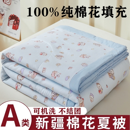2025新款小花款新疆棉花夏被【棉花含量100%】夏季空调被薄被子可机洗夏凉被 狂欢派对