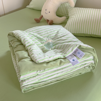 N先生+V 13814689556 发大图/买家秀 2025新款云朵棉皱皱纱夏被夏凉被空调被 条纹绿