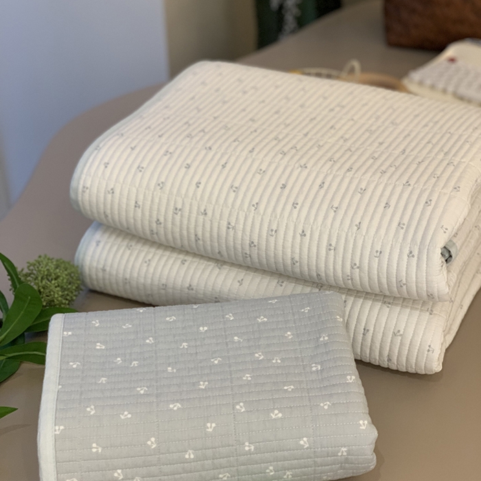 91家纺网 家纺一手货源 找家纺 汇庭 2025新款全棉床盖三件套-实拍 小小樱桃蓝