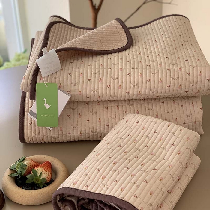 91家纺网 家纺一手货源 找家纺 汇庭 2025新款蔓莎床盖三件套系列-实拍 冰淇淋