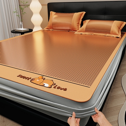 迪乐妮 2025新款提花冰藤双面席床笠 床笠款-卡比巴拉-红棕