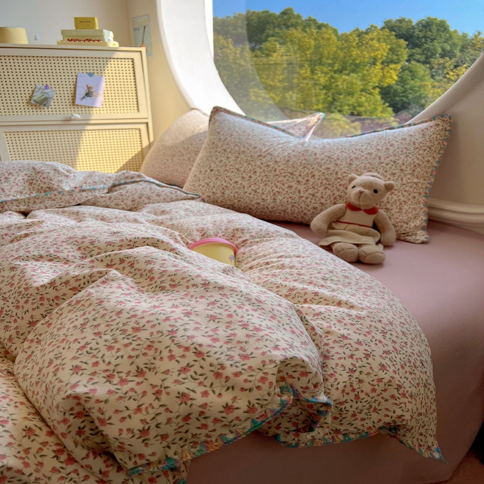 91家纺网 家纺一手货源 找家纺 葡萄家 2025爆款高克重彩色三角针A类针织双层纱四件套 提供买家秀 小森屿