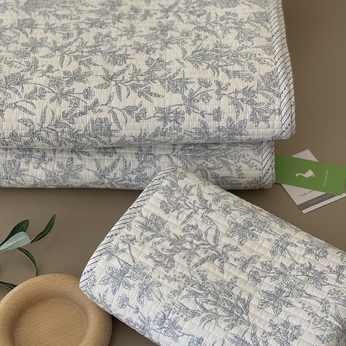 91家纺网 家纺一手货源 找家纺 汇庭 2025新款全棉床盖三件套-实拍 美蓝