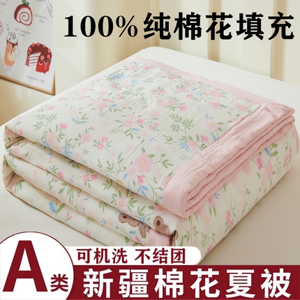 2025新款小花款新疆棉花夏被【棉花含量100%】夏季空调被薄被子可机洗夏凉被 花间物语