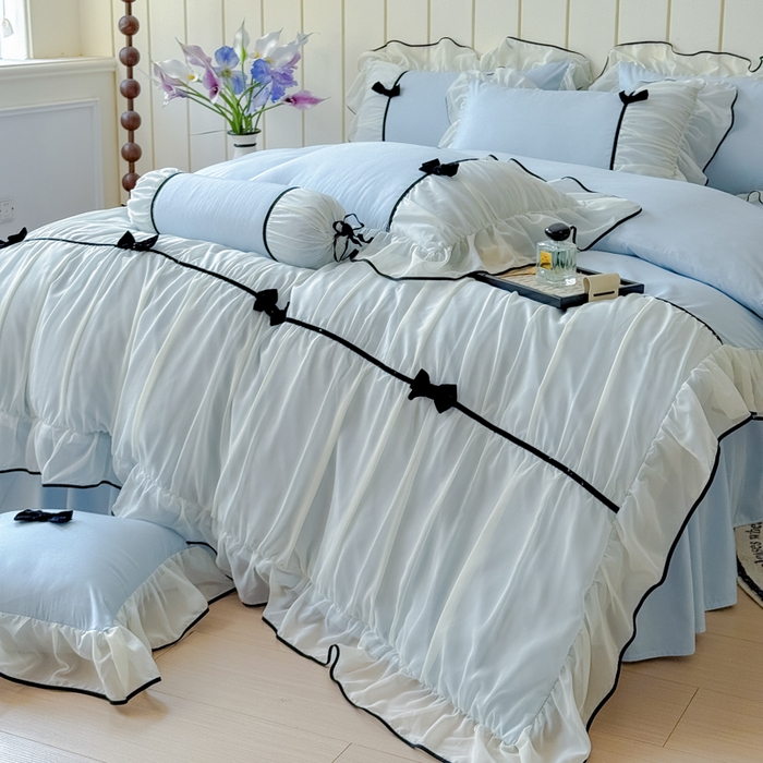 91家纺网 家纺一手货源 找家纺 狂想家（床边故事）2025赛琳法式高定四件套 赛琳晴空兰