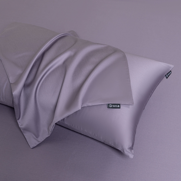 91家纺网 家纺一手货源 找家纺 舒慕家纺 2025新款100s高支贡缎长绒棉纯色四件套双拼四件套（送包装） 香芋紫