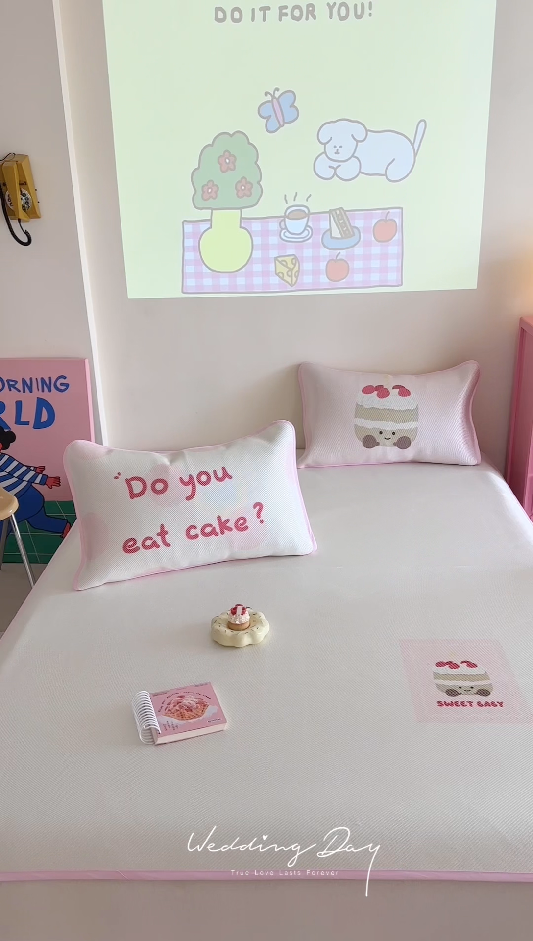 91家纺网 家纺一手货源 找家纺 美乐迪家纺 2025新款数码印花养生冰藤凉席 草莓蛋糕