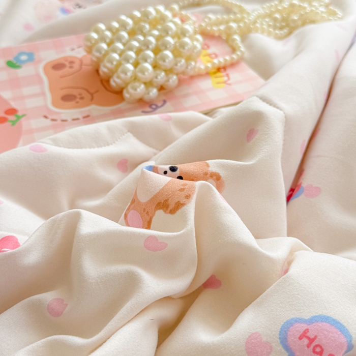 91家纺网 家纺一手货源 找家纺 慕尚家纺 2025新款水洗棉花边工艺羽丝棉卡通系列夏被 哈哈俱乐部