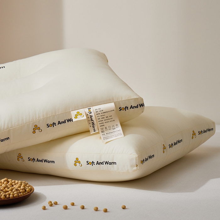 91家纺网 家纺一手货源 找家纺 昕科 2025新款全棉A类大豆纤维立体安睡枕头-高中低款-纯棉大豆纤维枕芯 大豆立体安睡-中枕