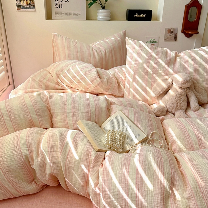 91家纺网 家纺一手货源 找家纺 （总）田野2025新款全棉皱皱纱四件套