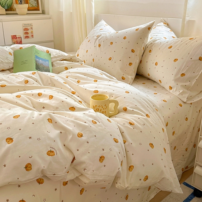 91家纺网 家纺一手货源 找家纺 田野2025新款13372全A全棉四件套 小南瓜