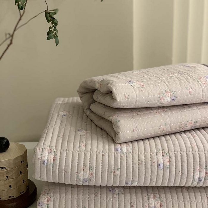 91家纺网 家纺一手货源 找家纺 汇庭 2025新款全棉床盖三件套-实拍 紫落日