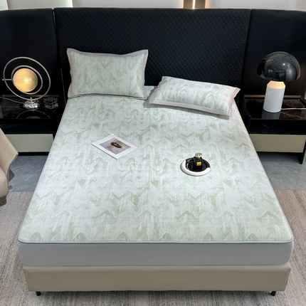 伊人坊 2025新款PE高分子乙纶提花凉感凉席床席款床笠款 山溪-绿（床笠款）