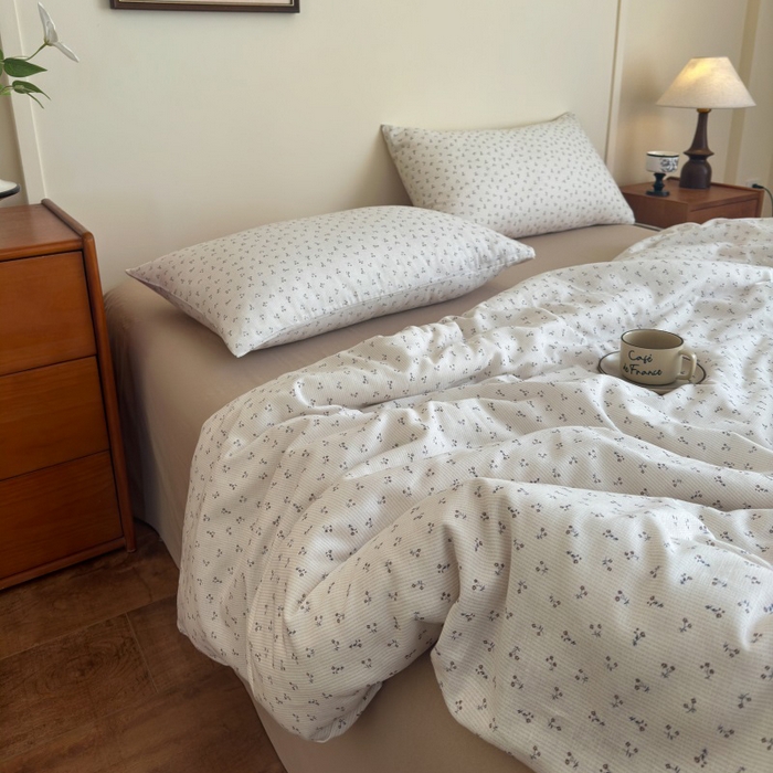 91家纺网 家纺一手货源 找家纺 曲之慕2025新款A类母婴级有氧全棉纯棉双层纱印花四件套 素锦-咖