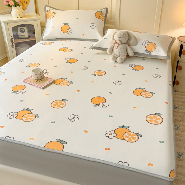 91家纺网 家纺一手货源 找家纺 富馨莱 2025新款床笠款冰藤印花凉席A类抗菌冰丝席支持定制尺寸 心想事成