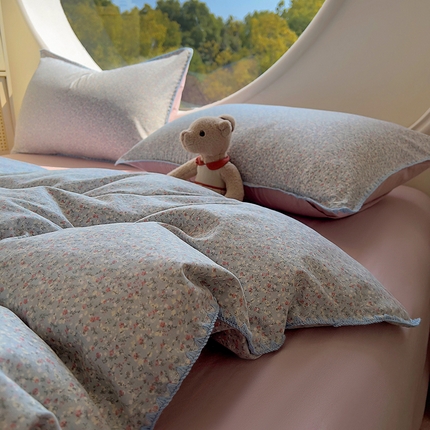 葡萄家 2025爆款高克重彩色三角针A类针织双层纱四件套 提供买家秀 三寻